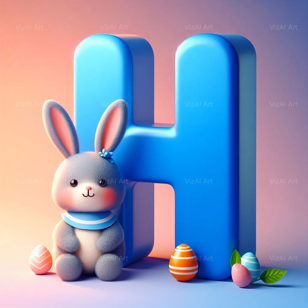 Easter Bunny alphabet letter H