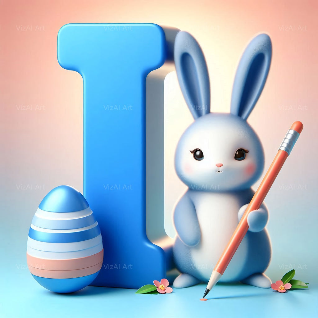 Easter Bunny alphabet letter I