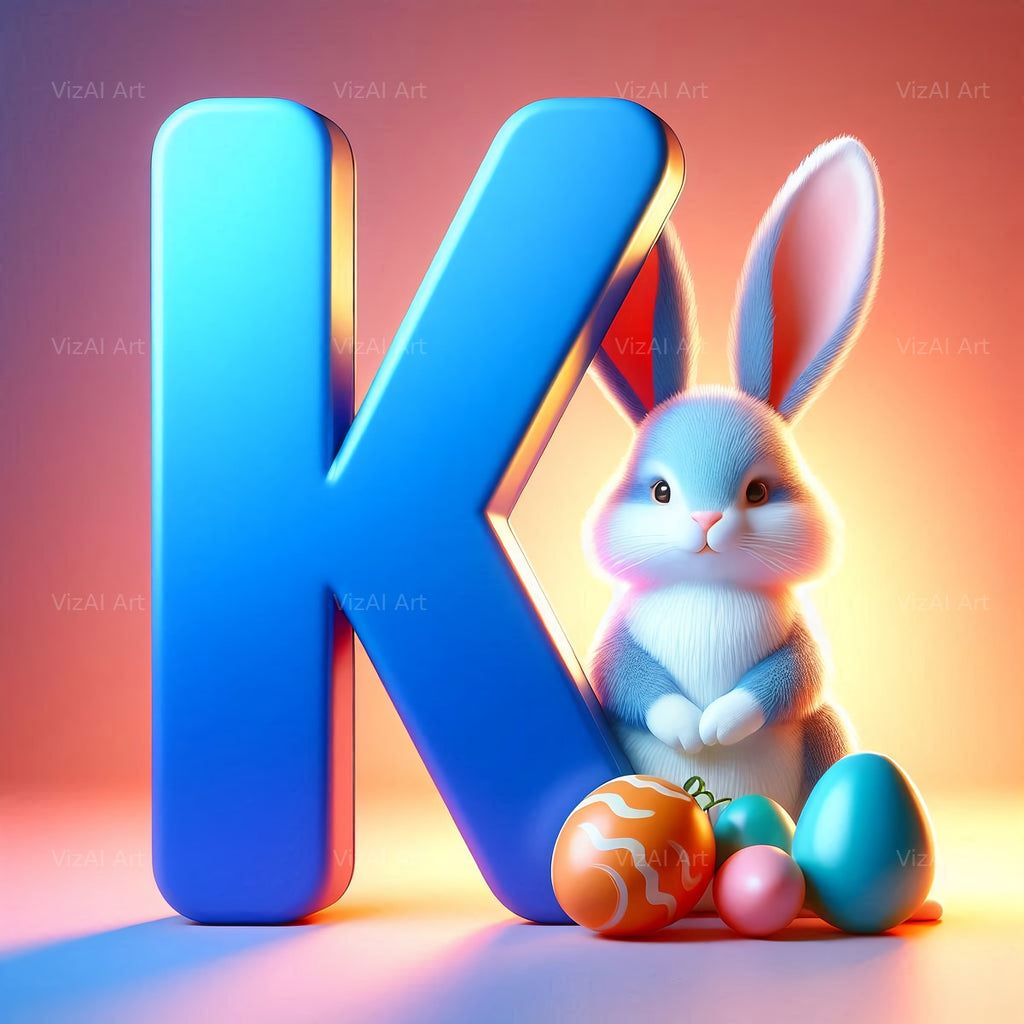 Easter Bunny alphabet letter K