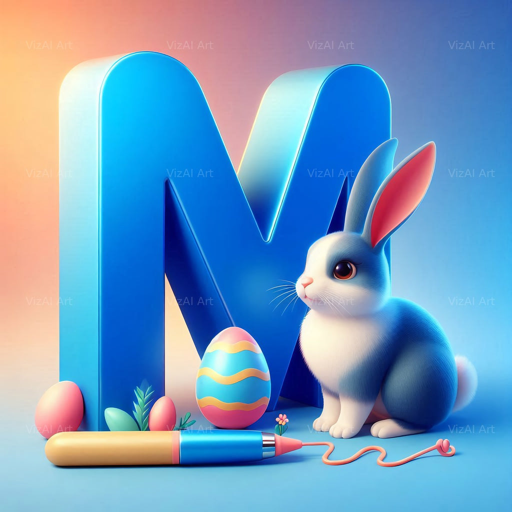Easter Bunny alphabet letter M