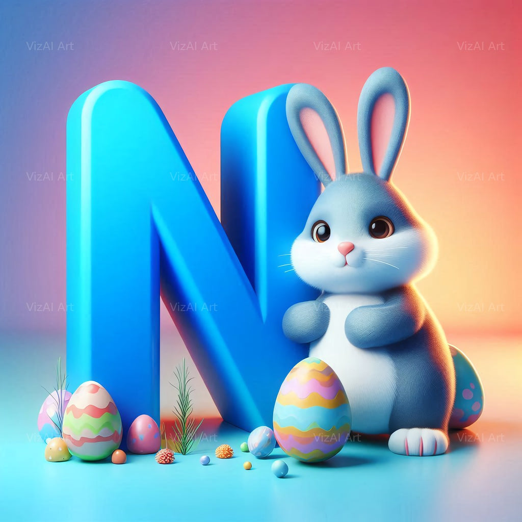 Easter Bunny alphabet letter N