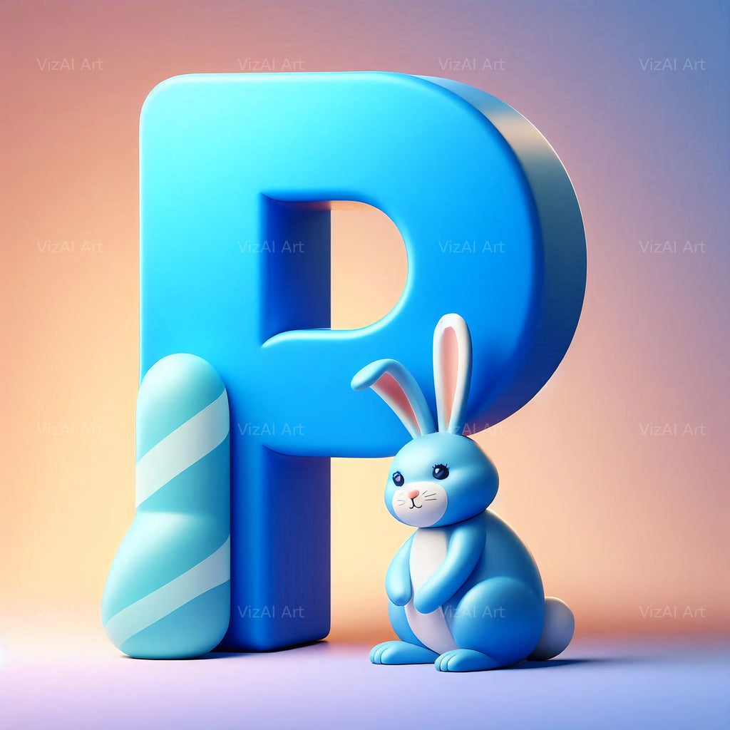 Easter Bunny alphabet letter P