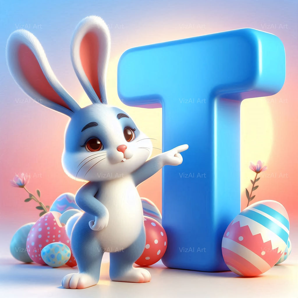 Easter Bunny alphabet letter T