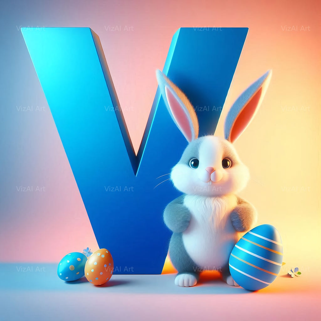 Easter Bunny alphabet letter V