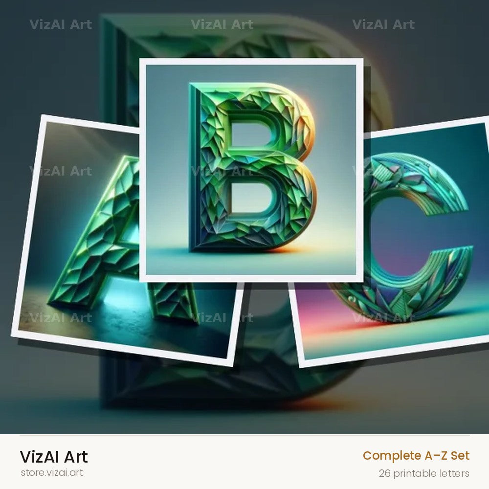 Emerald Crystal alphabet — choose an individual printable letter