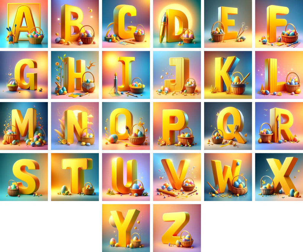 Easter Egg alphabet — all 26 letters