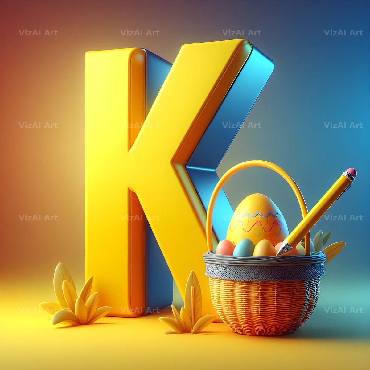 Easter Egg alphabet letter K