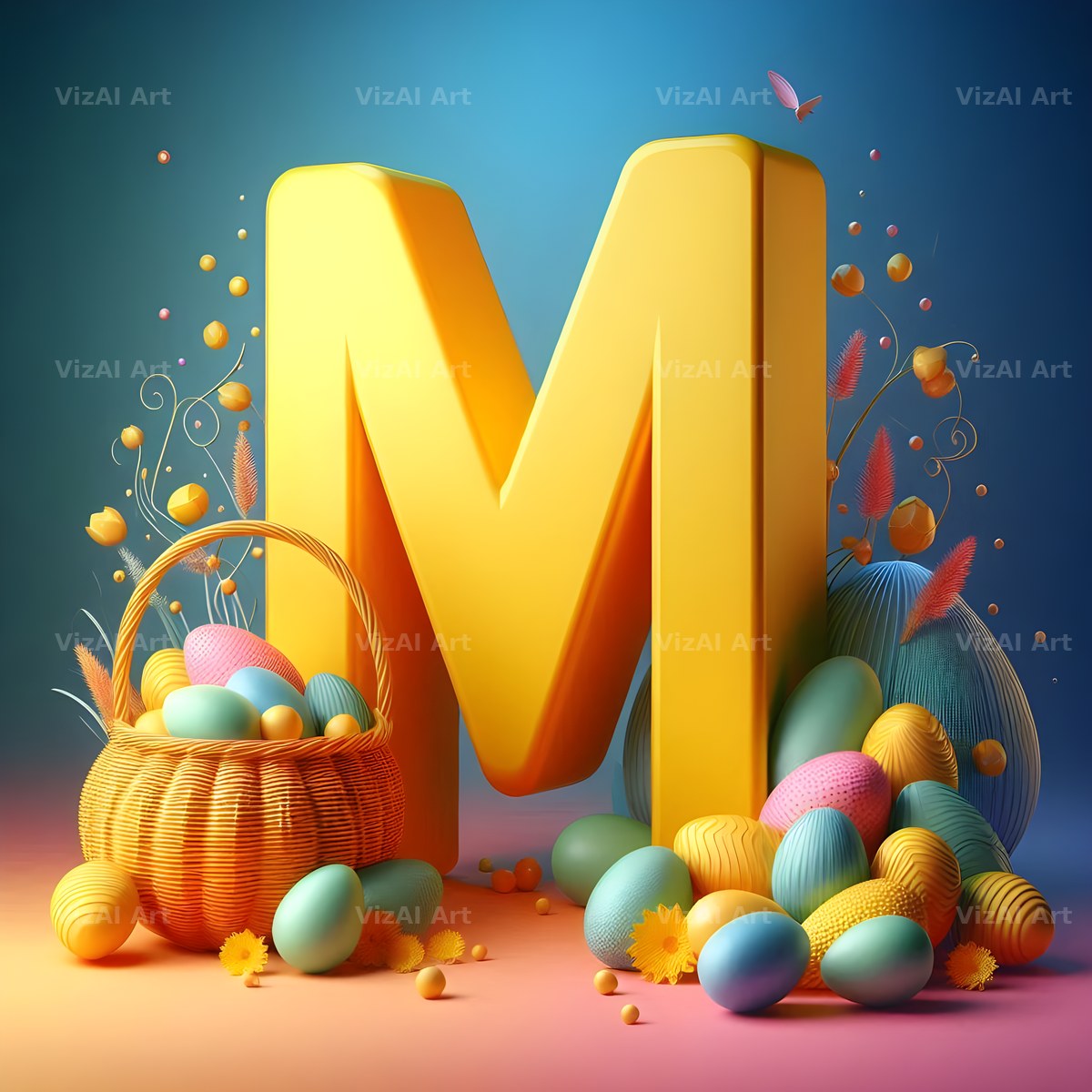 Easter Egg alphabet letter M