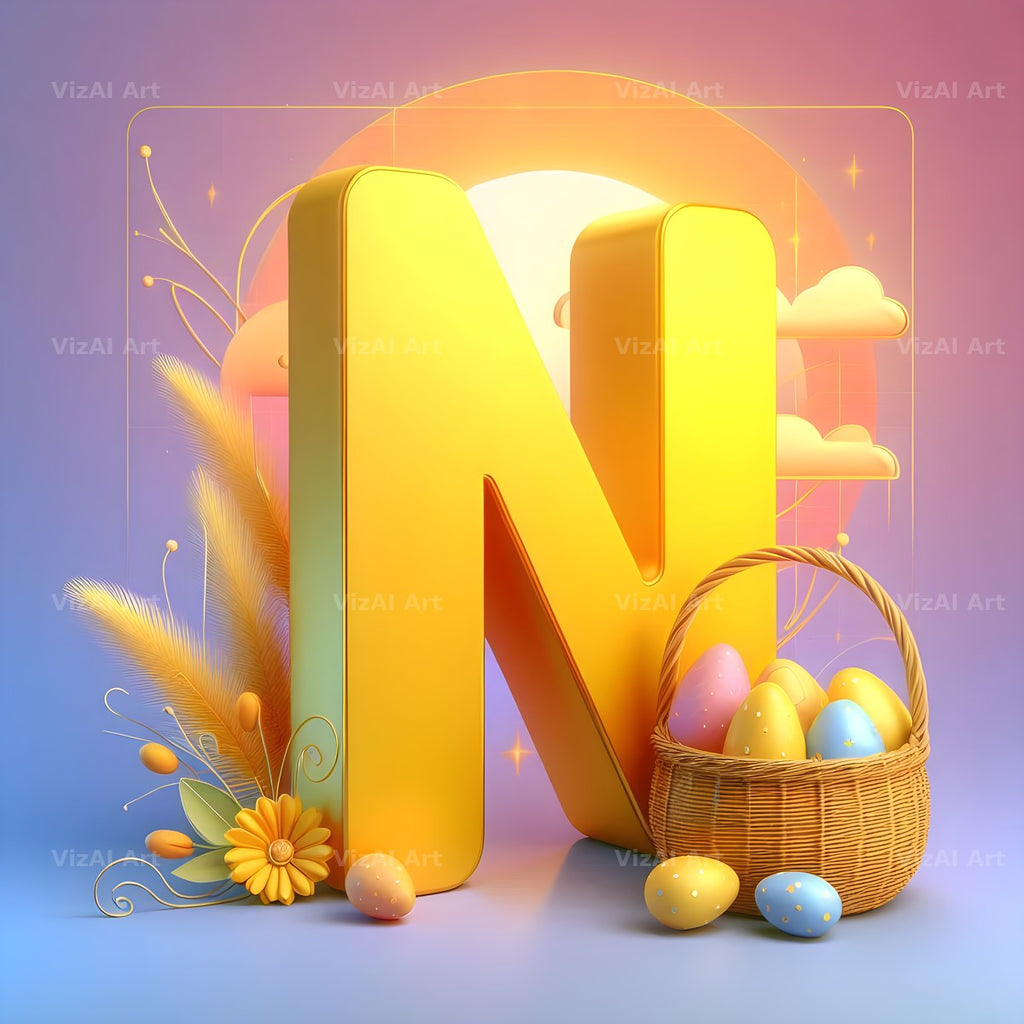 Easter Egg alphabet letter N