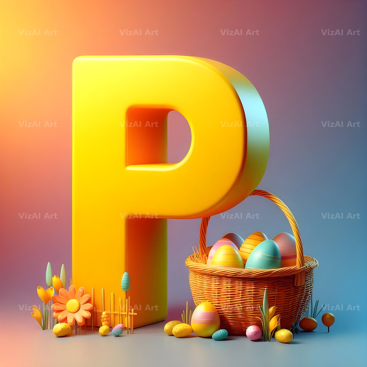 Easter Egg alphabet letter P