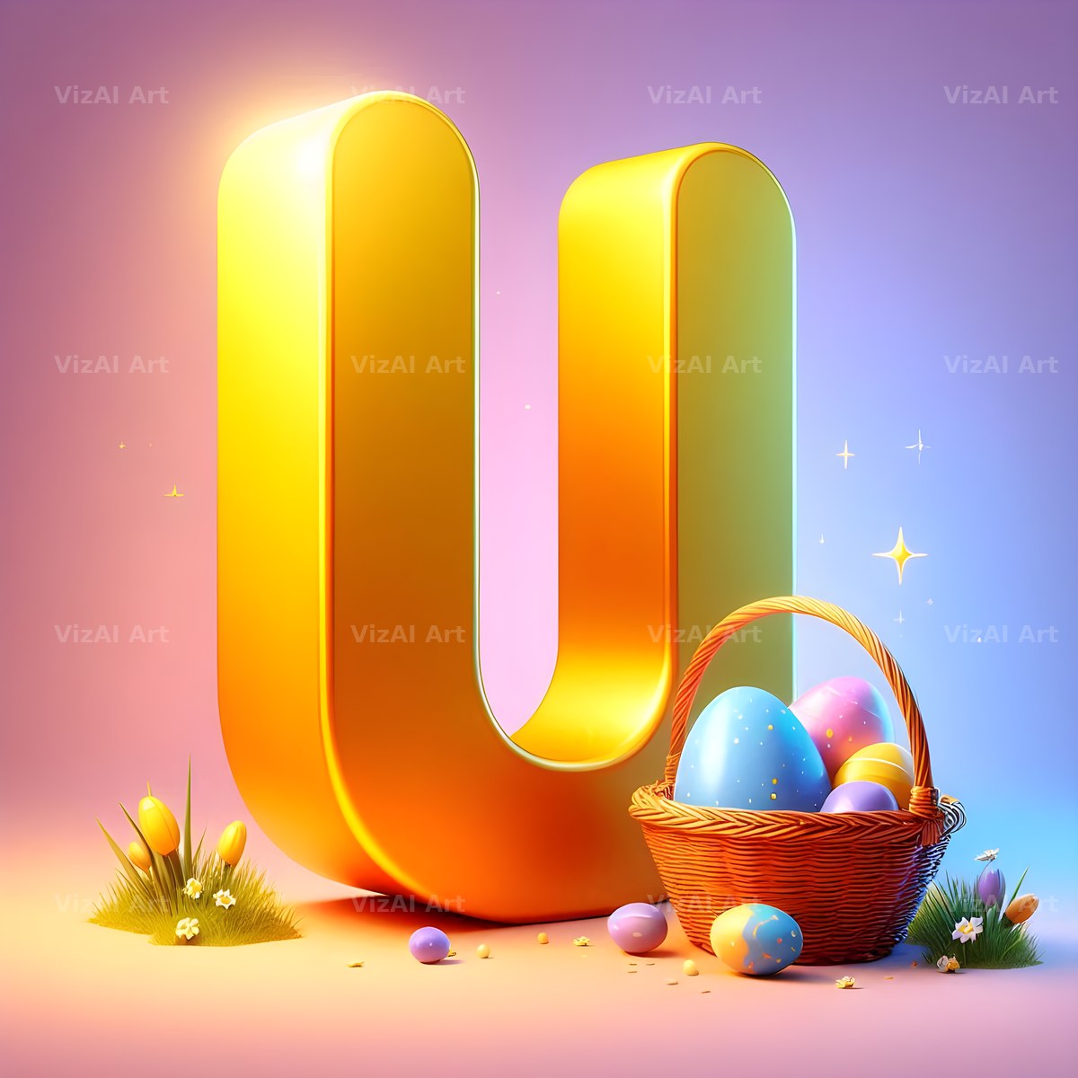 Easter Egg alphabet letter U