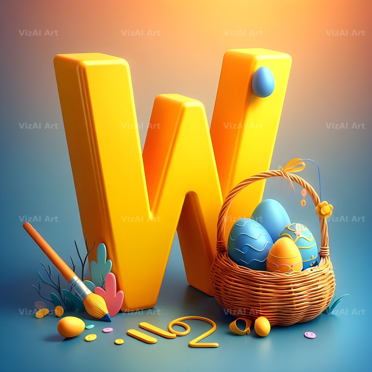 Easter Egg alphabet letter W