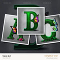 Emerald Butterfly Garden alphabet — choose an individual printable letter