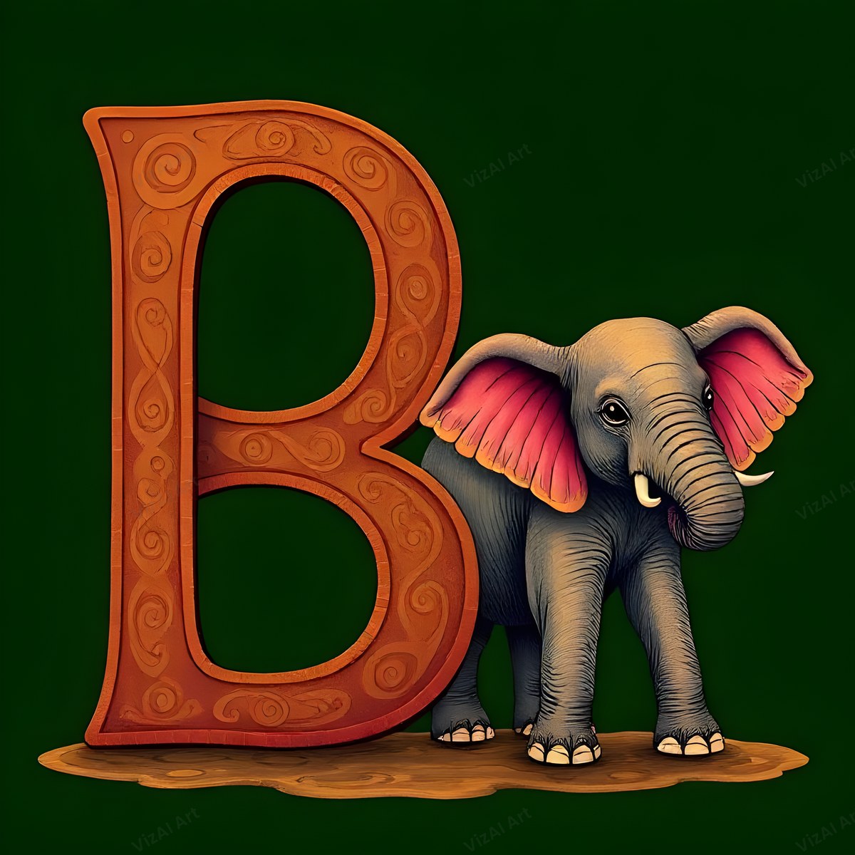Elephant alphabet letter B