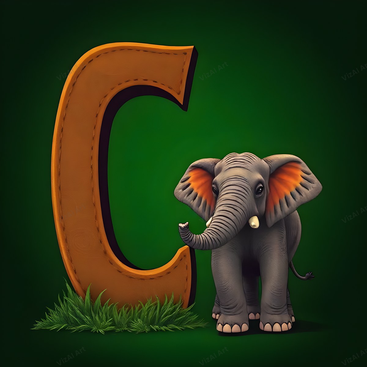 Elephant alphabet letter C