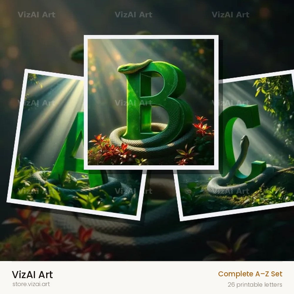 Emerald Serpent alphabet — choose an individual printable letter