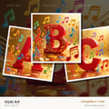 Red Note Fanfare alphabet — choose an individual printable letter
