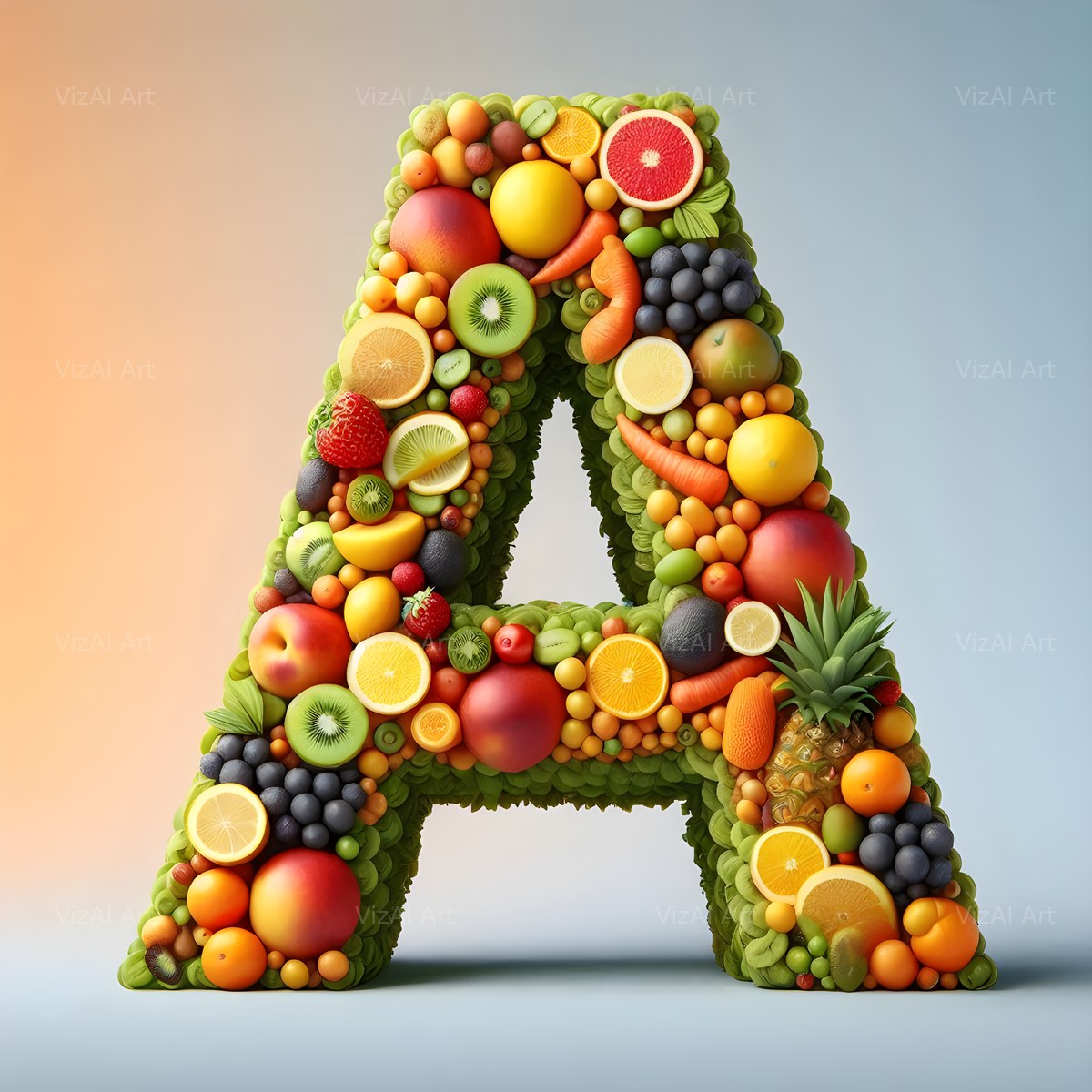 Fruit alphabet letter A