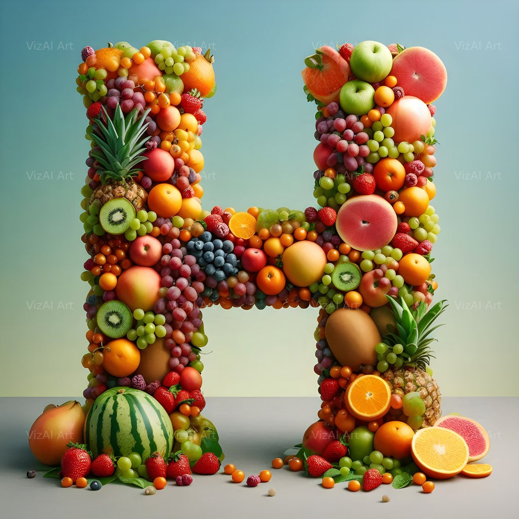 Fruit alphabet letter H
