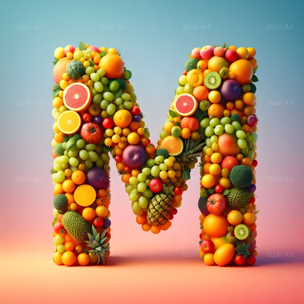Fruit alphabet letter M
