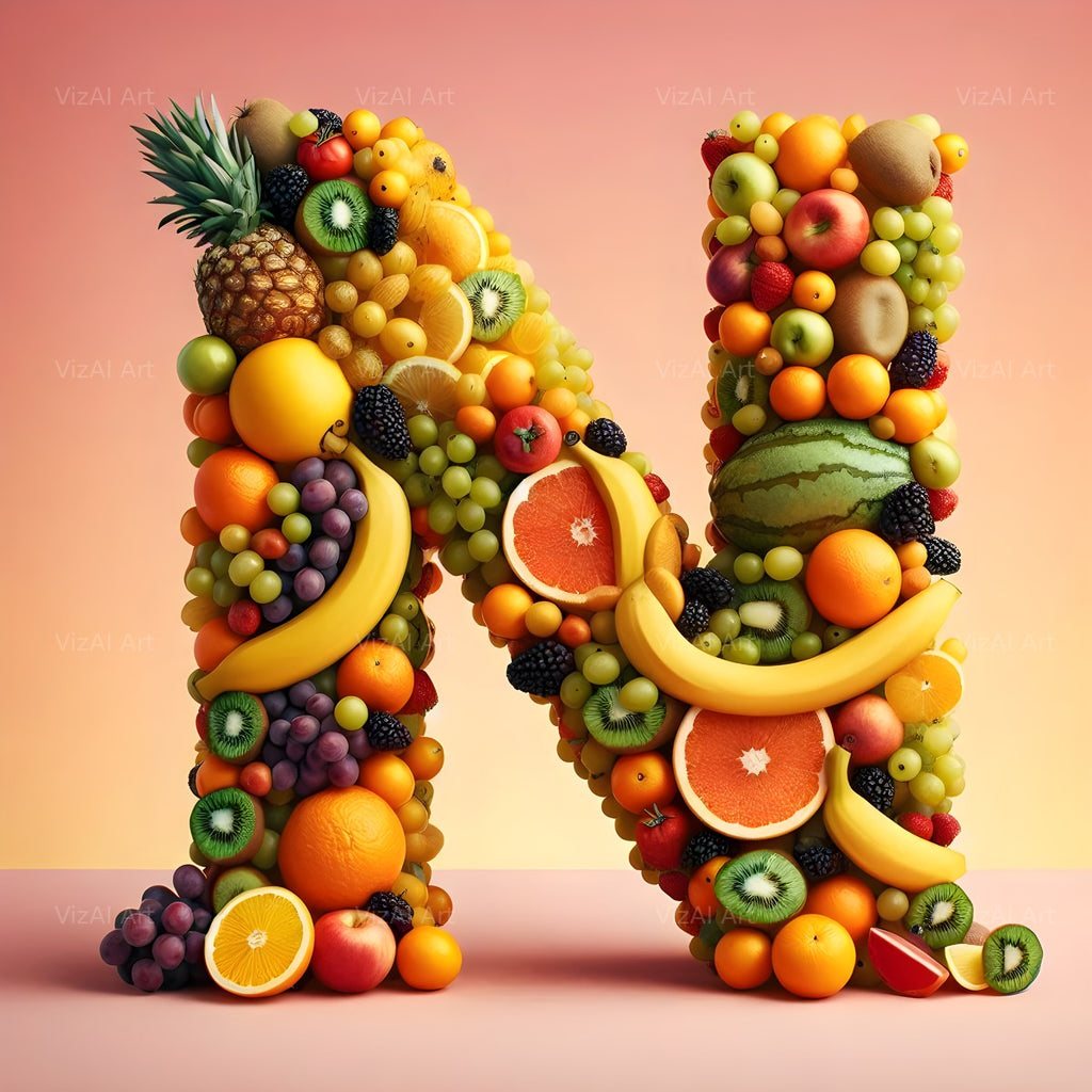 Fruit alphabet letter N
