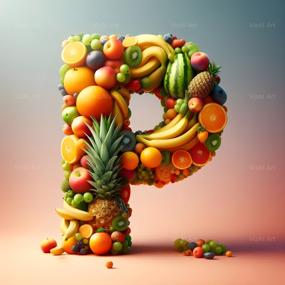 Fruit alphabet letter P