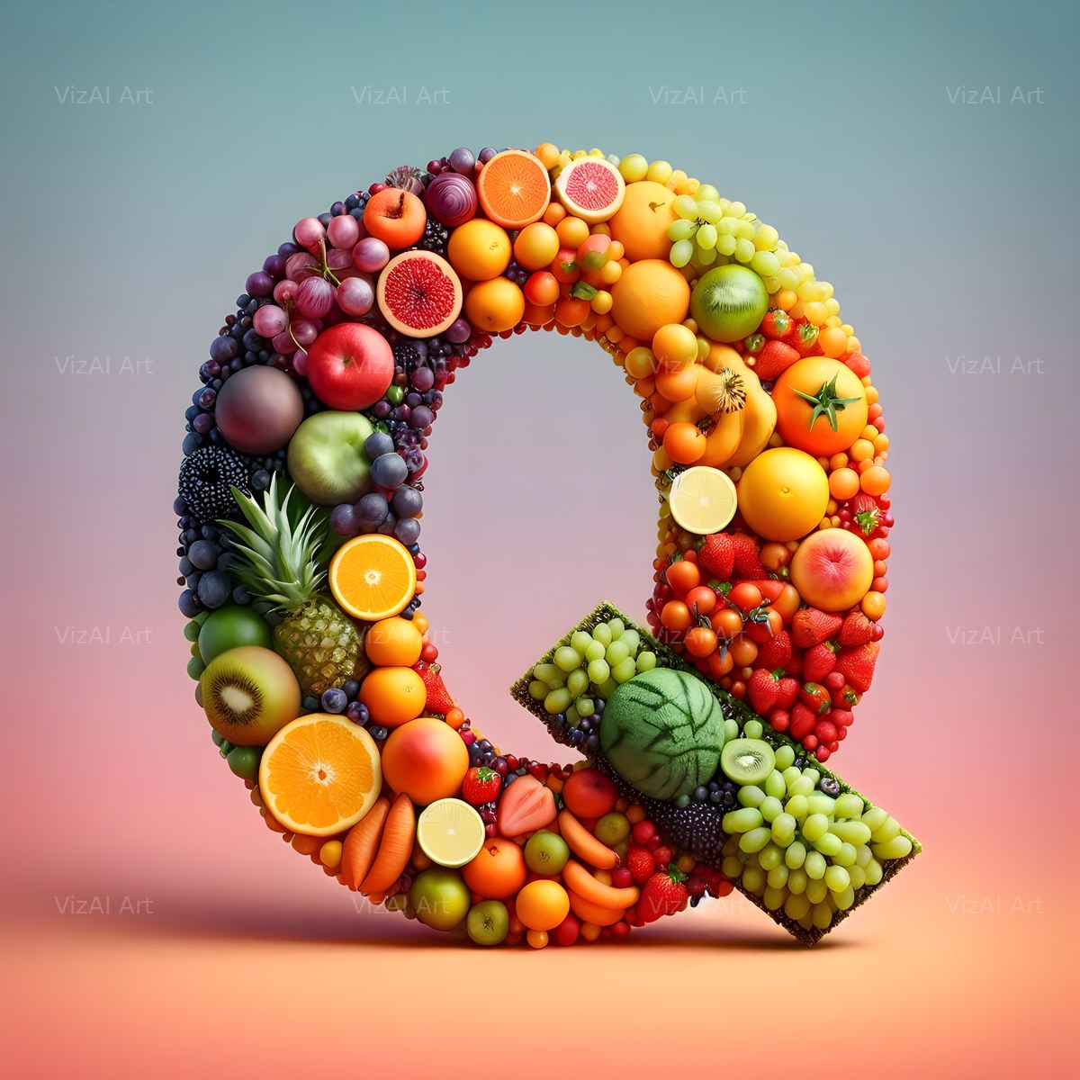 Fruit alphabet letter Q