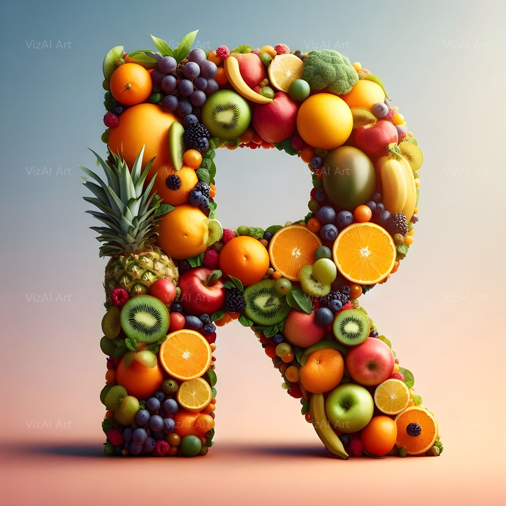 Fruit alphabet letter R