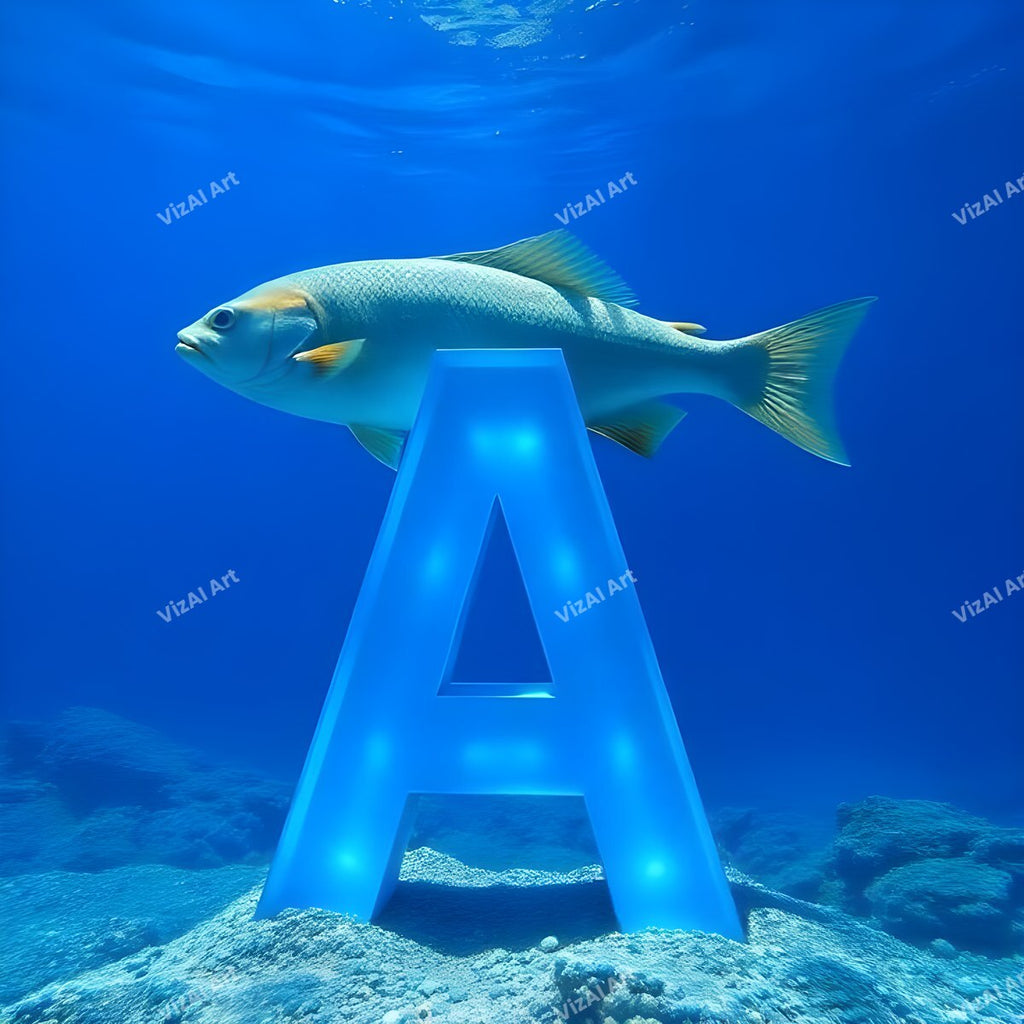 Underwater Fish alphabet letter A