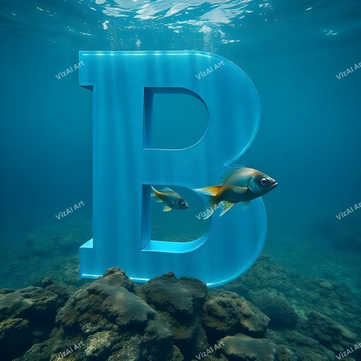 Underwater Fish alphabet letter B