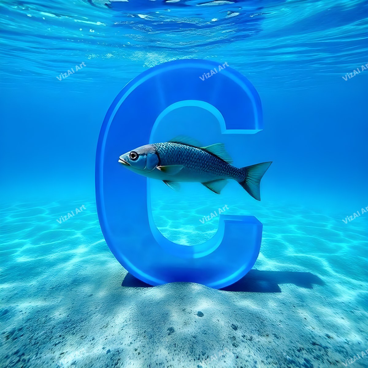 Underwater Fish alphabet letter C
