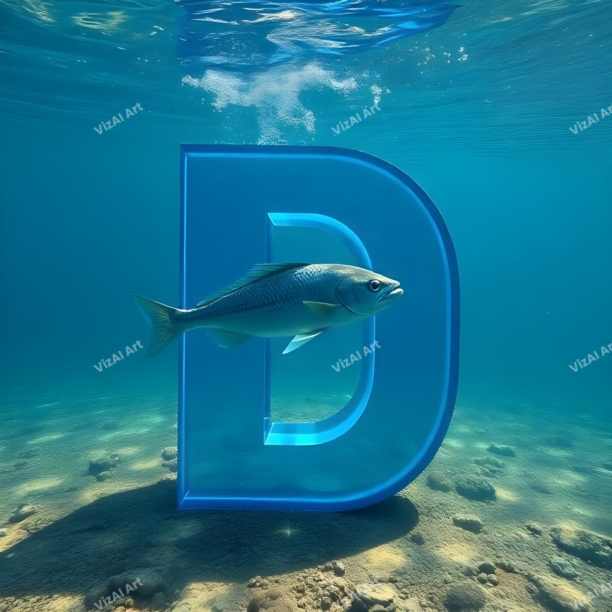 Underwater Fish alphabet letter D