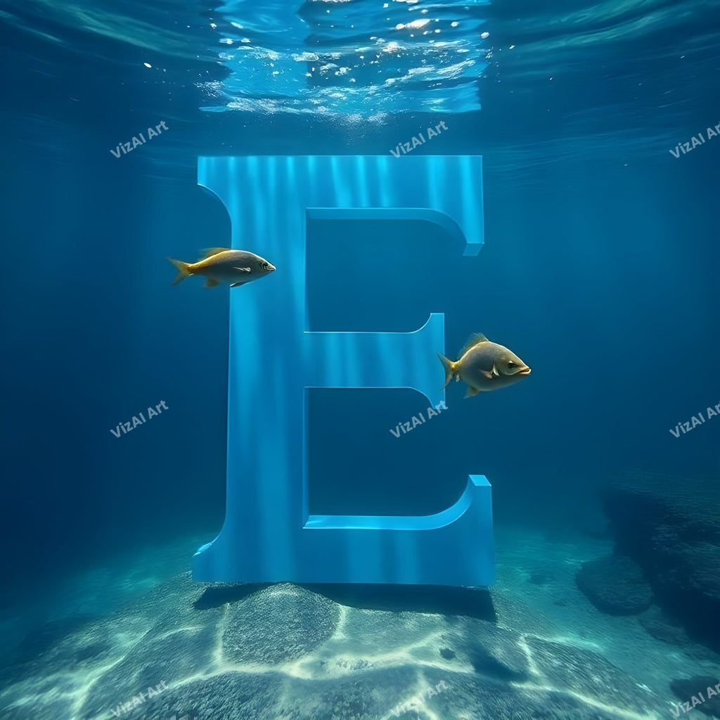 Underwater Fish alphabet letter E