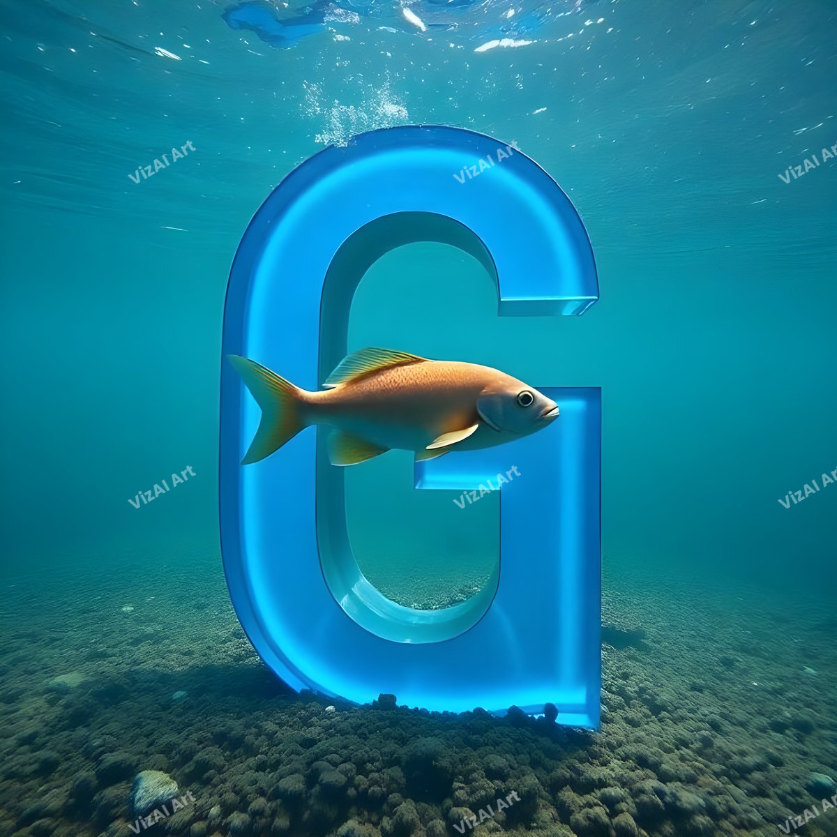 Underwater Fish alphabet letter G