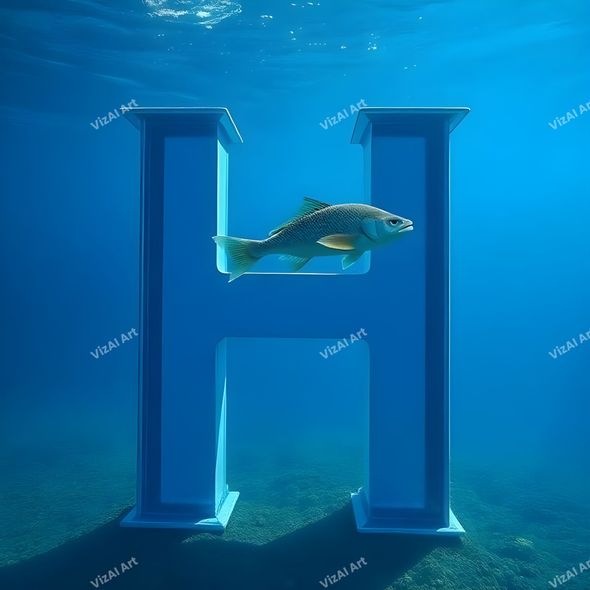 Underwater Fish alphabet letter H