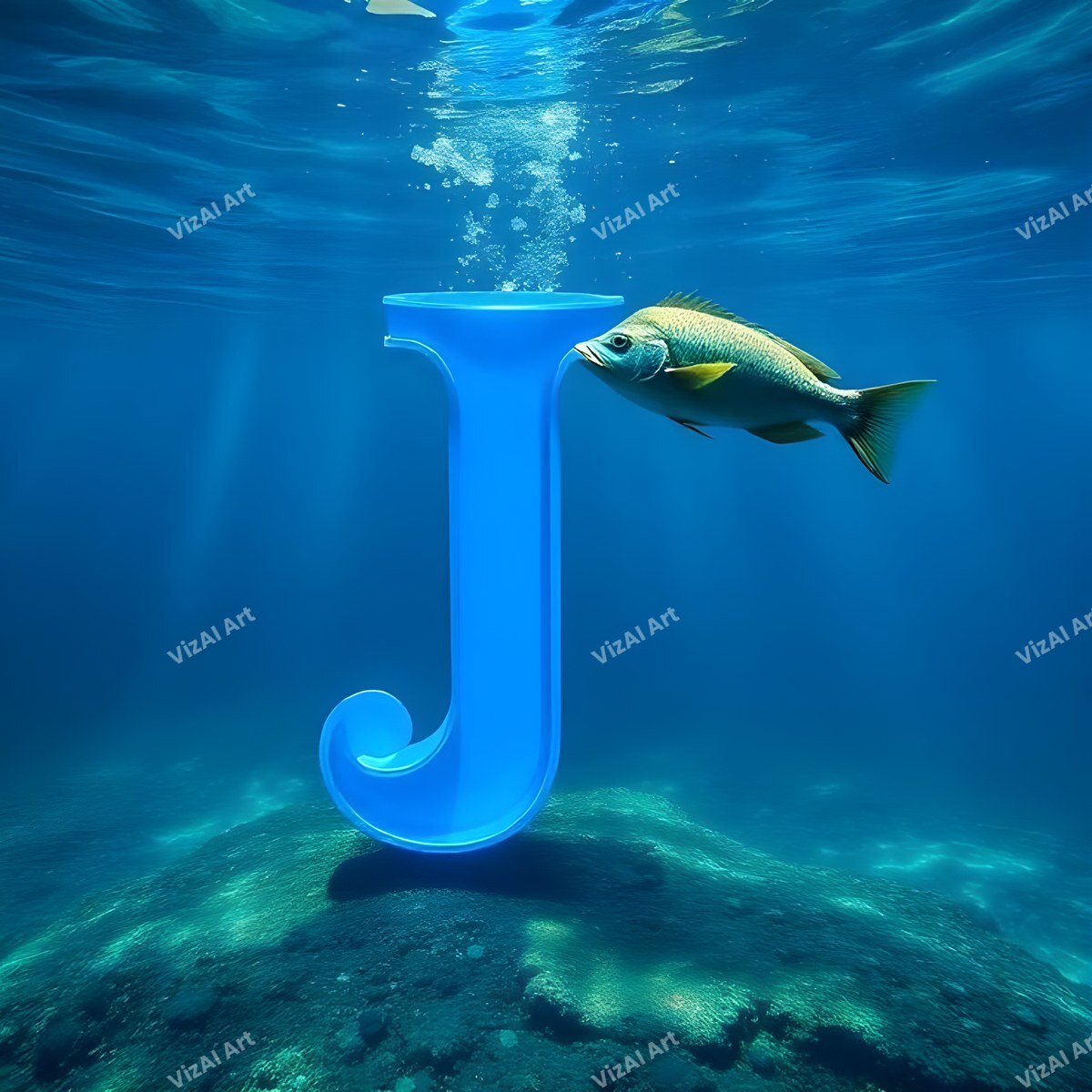 Underwater Fish alphabet letter J