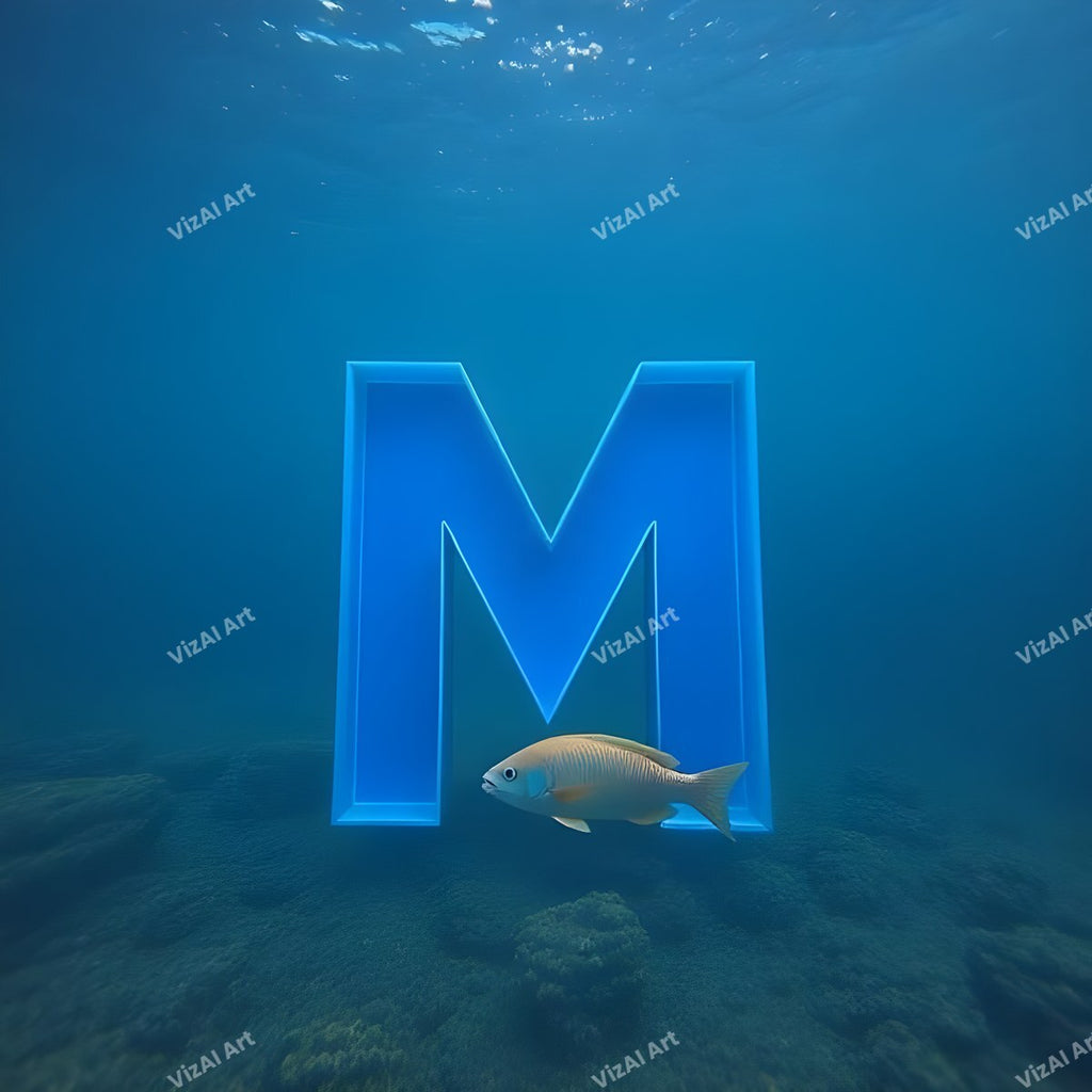 Underwater Fish alphabet letter M