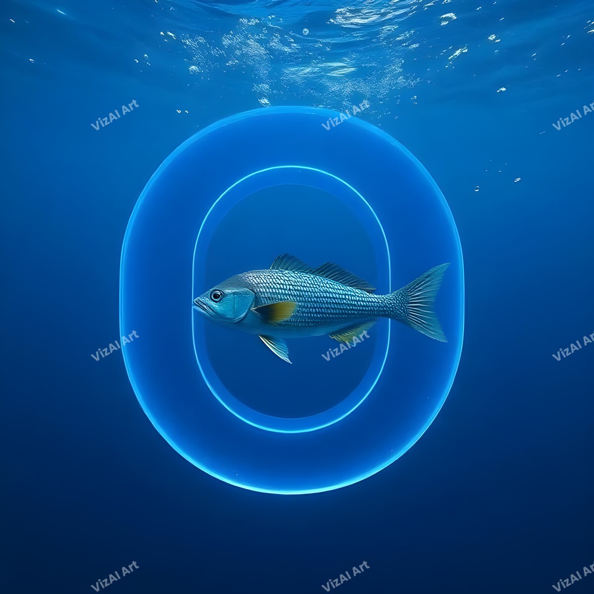 Underwater Fish alphabet letter O