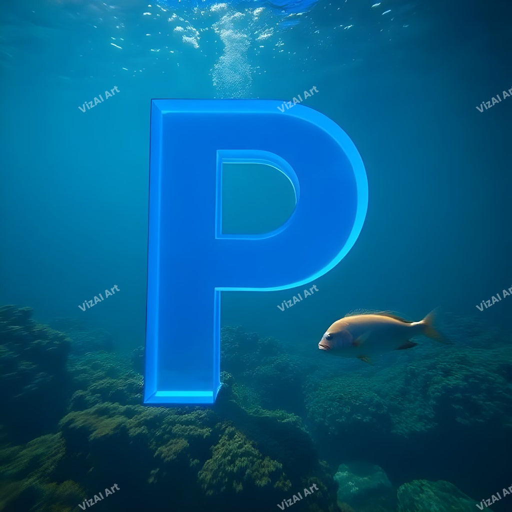 Underwater Fish alphabet letter P