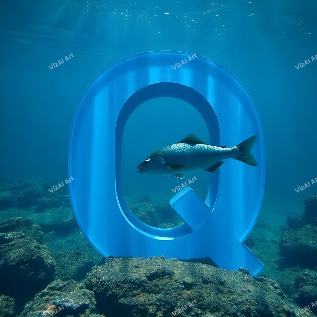 Underwater Fish alphabet letter Q