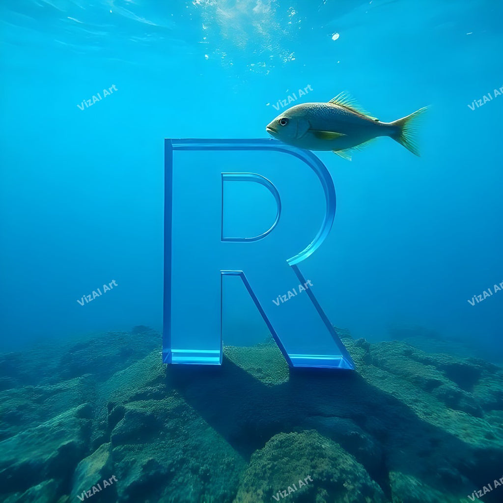 Underwater Fish alphabet letter R