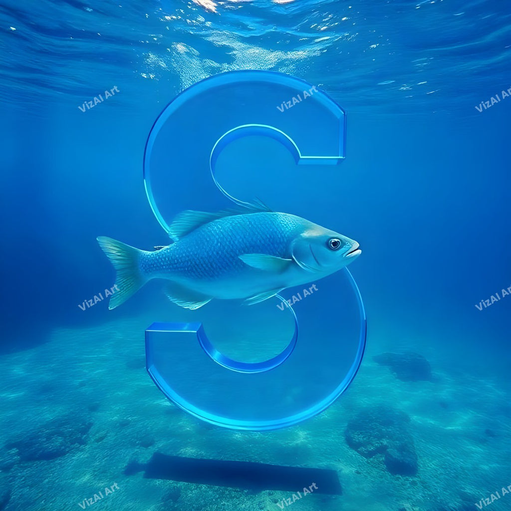 Underwater Fish alphabet letter S