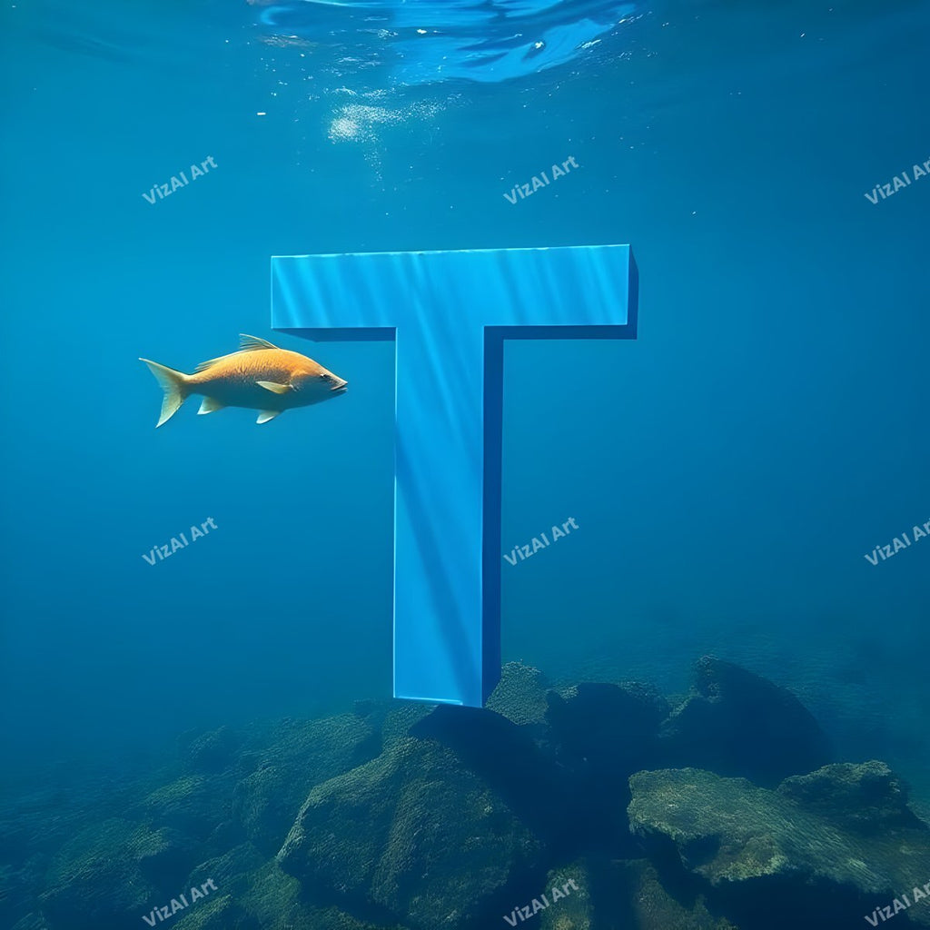 Underwater Fish alphabet letter T