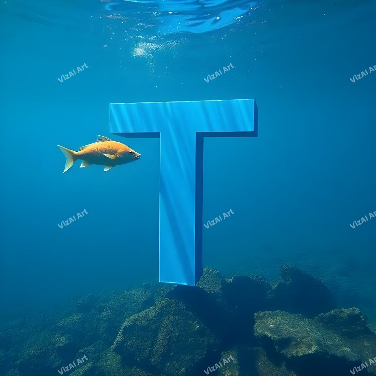 Underwater Fish alphabet letter T