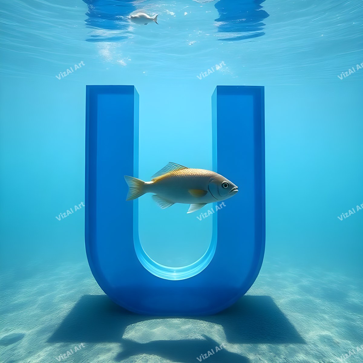 Underwater Fish alphabet letter U