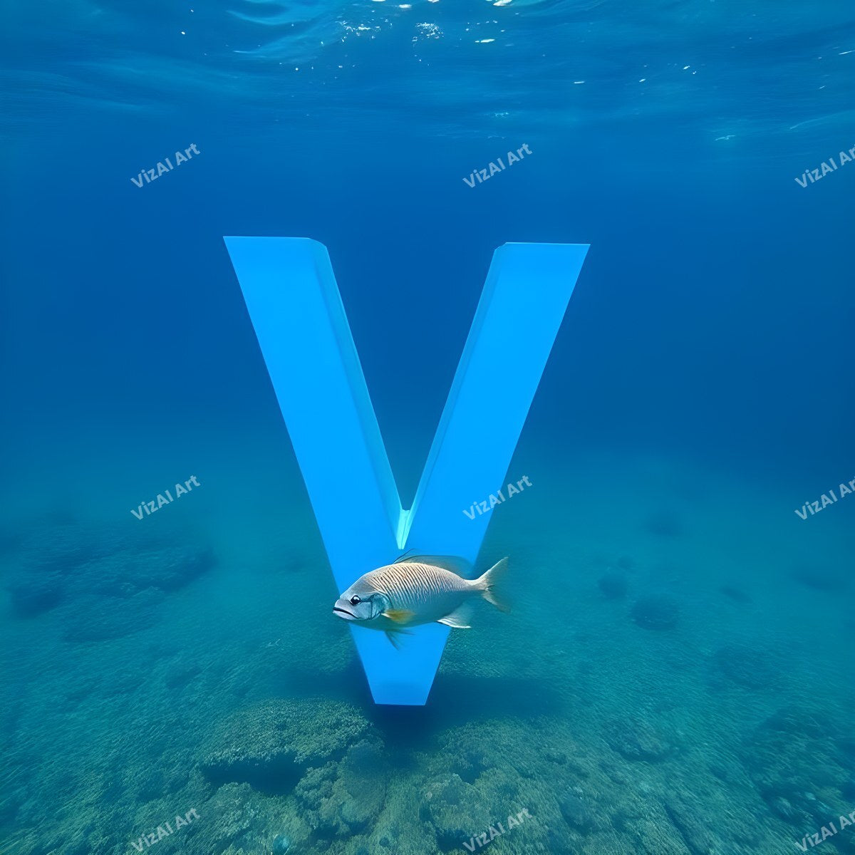 Underwater Fish alphabet letter V