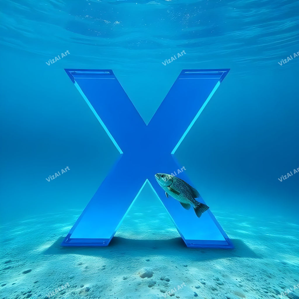 Underwater Fish alphabet letter X