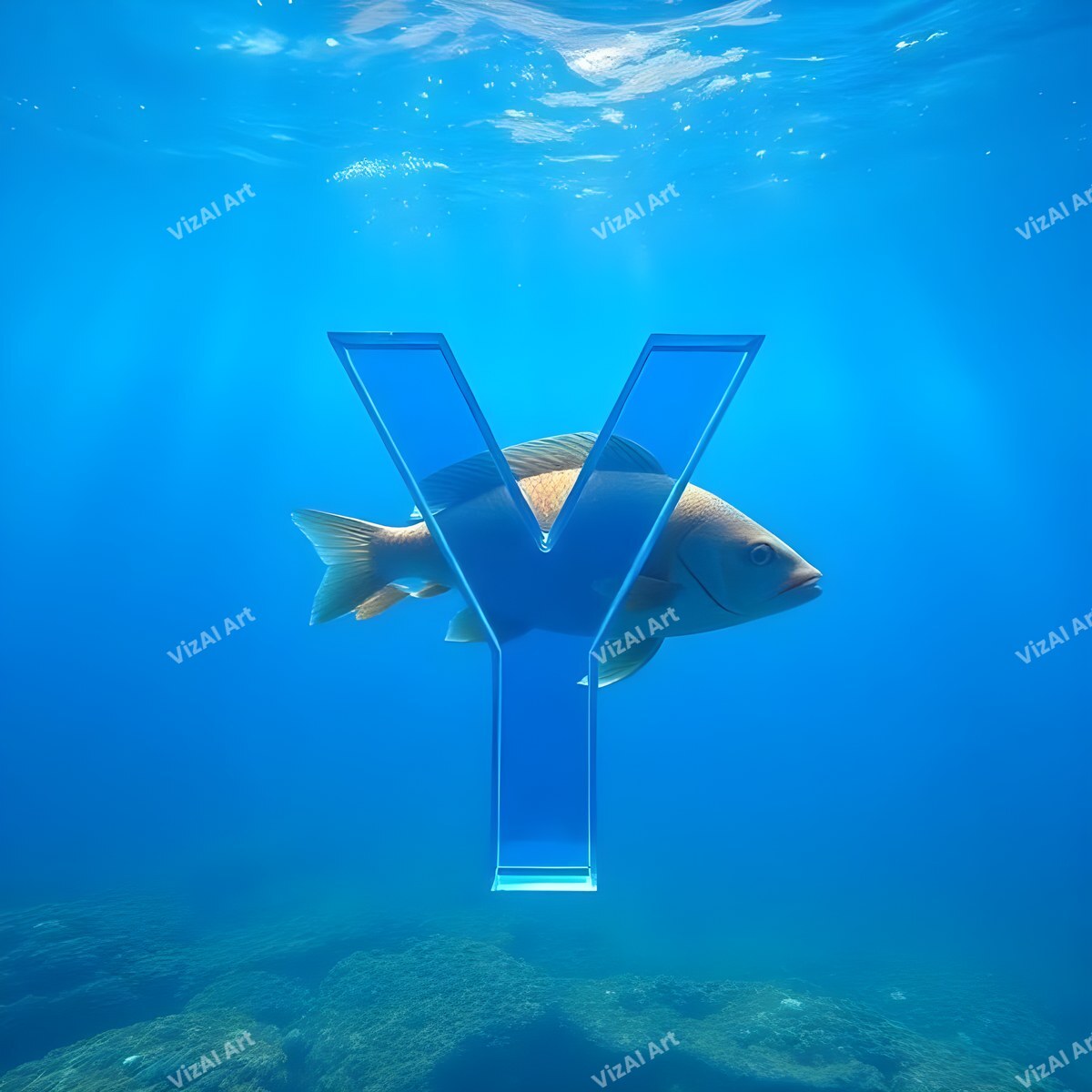 Underwater Fish alphabet letter Y