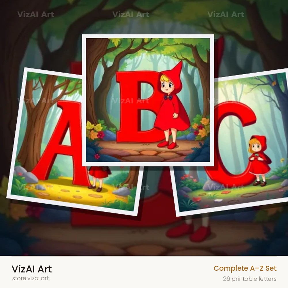 Red Riding Hood Forest alphabet — choose an individual printable letter