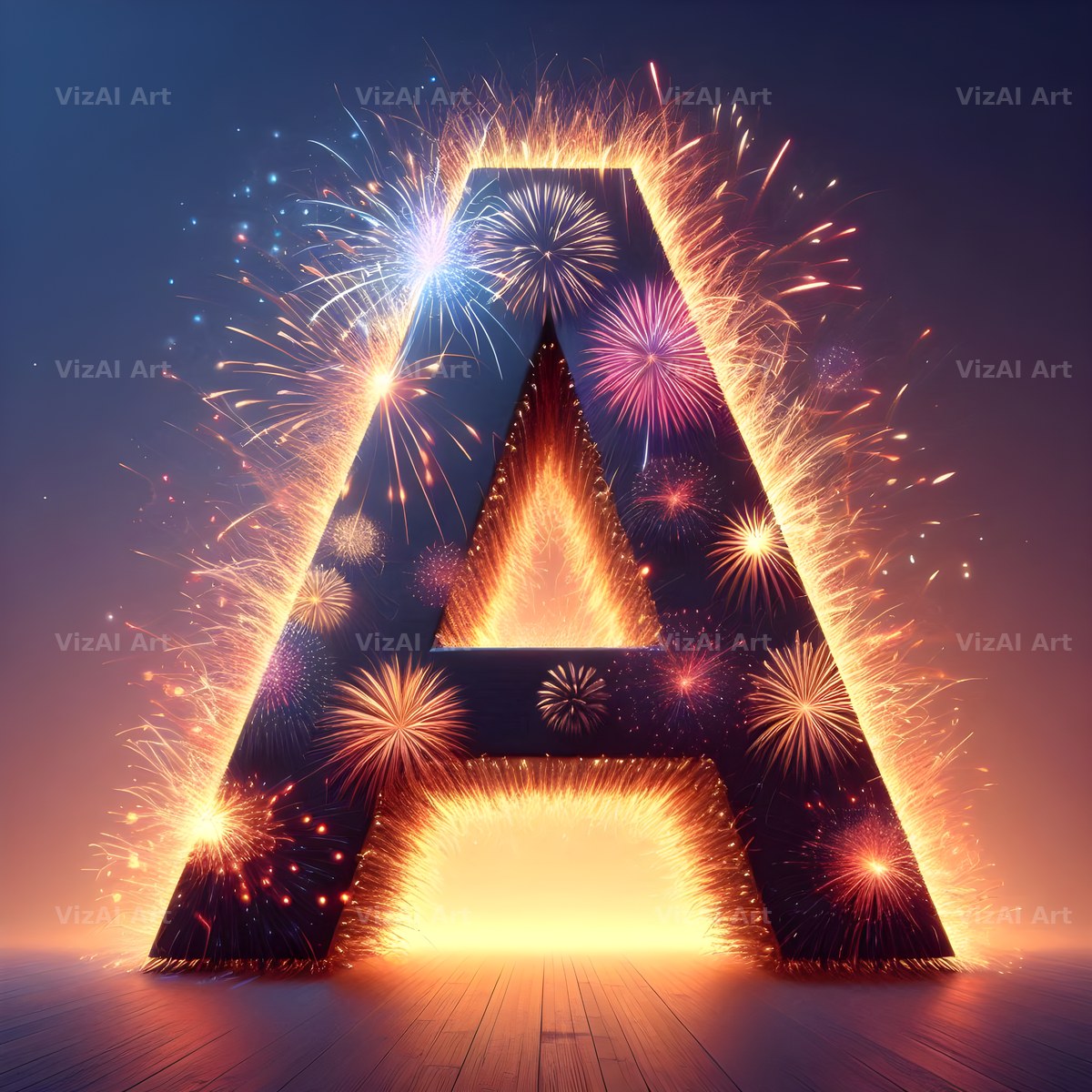 Fireworks alphabet letter A